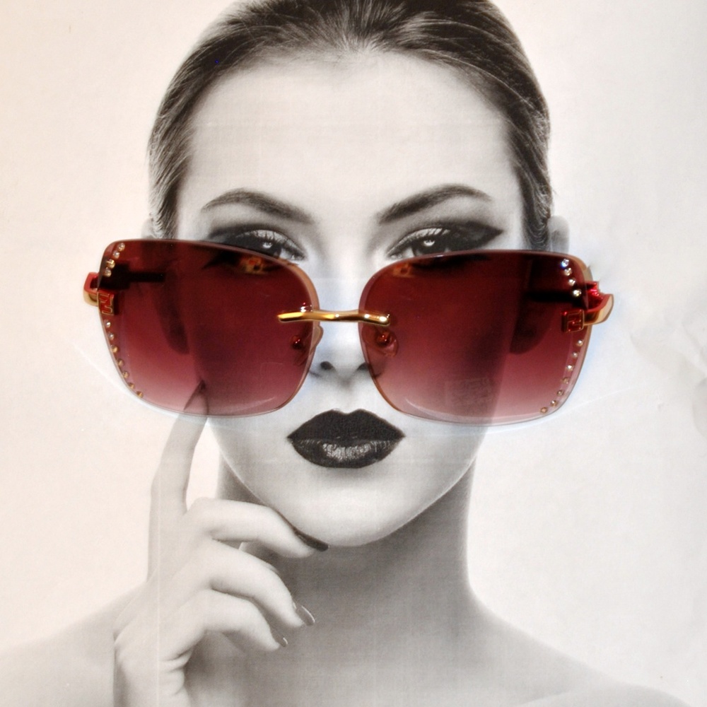 Oversize Square Crystal Studded Sunglasses Sunnies